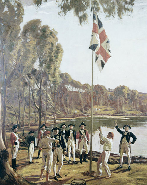 Painting of the raising of the flag, 1788