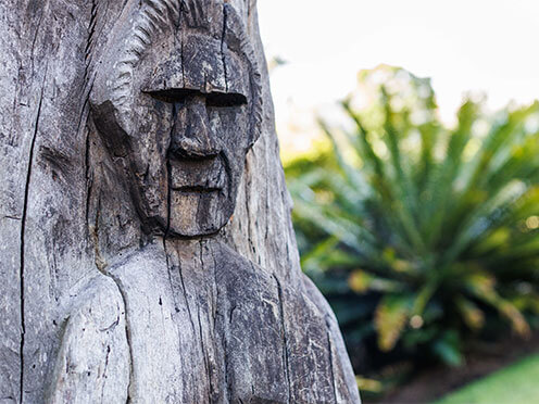 Close up of the YurraBirong sculpture at the Royal Botanic Garden Sydney
