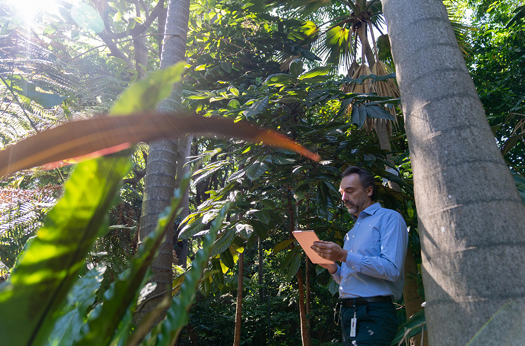 Scientist Maurizio Rossetto collects field data with a tablet