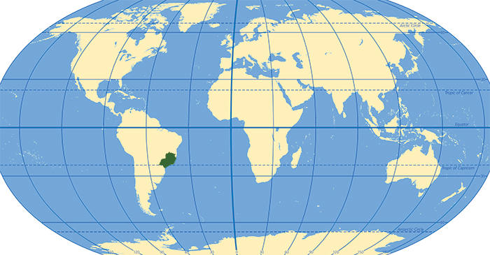Map of Begonia Luxurians' habitat
