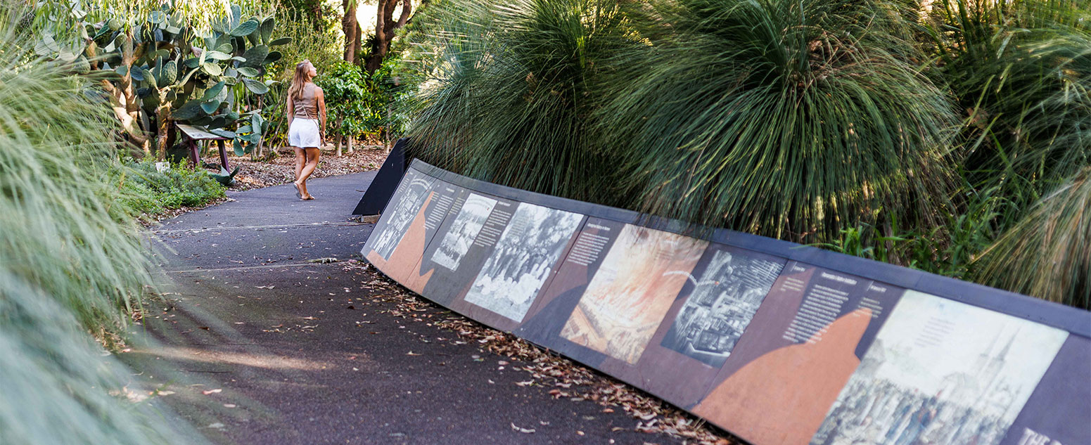 Woman walking through the Cadi Jam Ora Garden