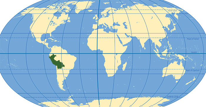 Map of Puya raimondii (Queen of the Andes) bromeliad's habitat