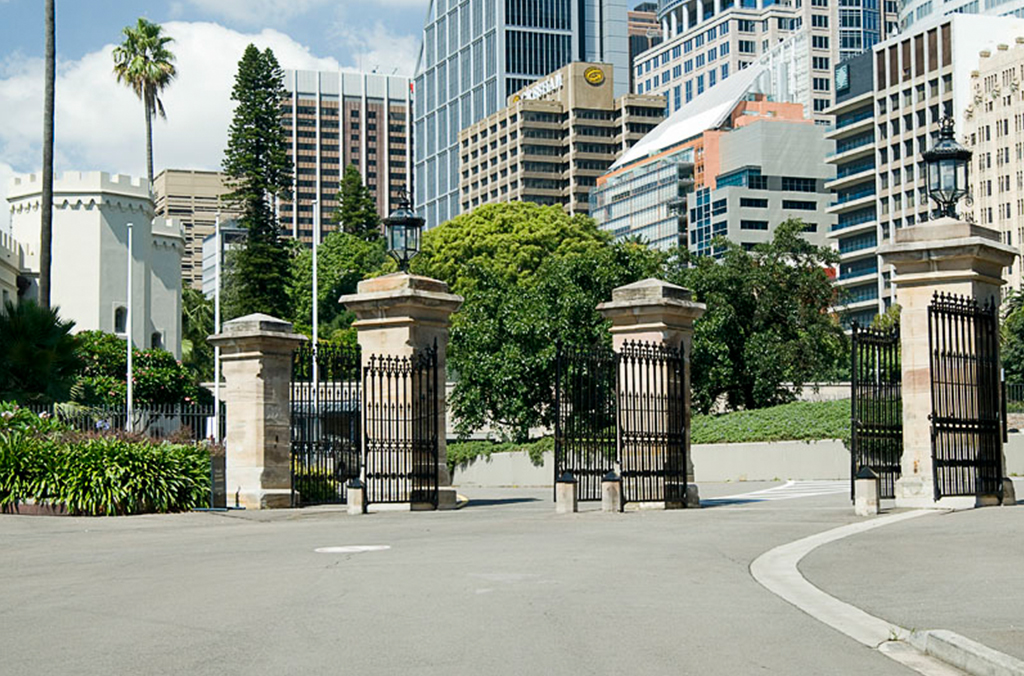 Iron and sandstone gates