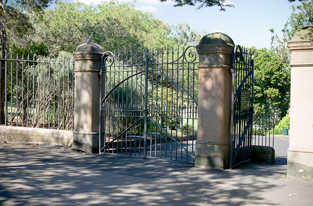 Iron and sandstone gates