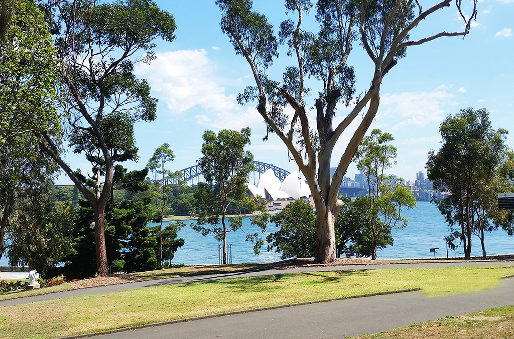 View of Sydney Harbour and Opera House from Garden