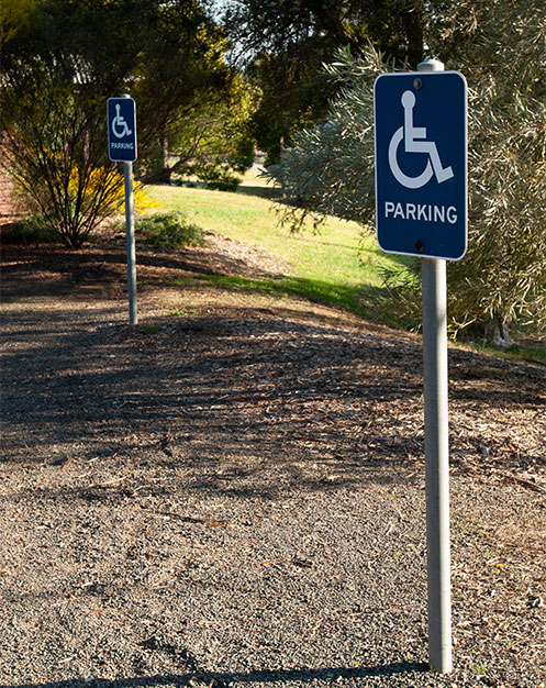 Accessible parking spots at the Australian Botanic Garden