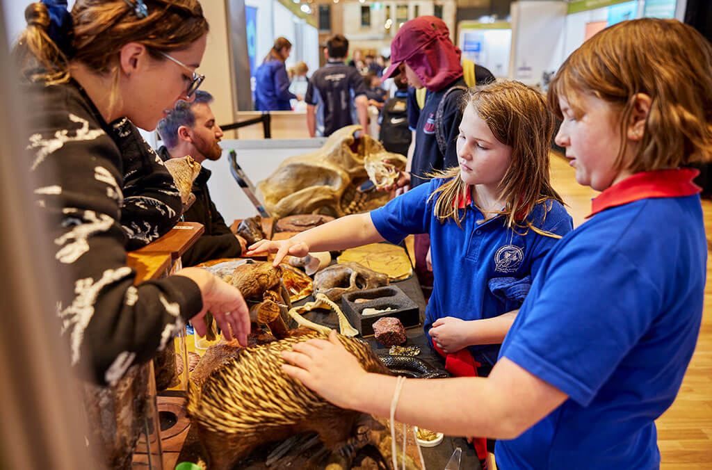 School children interacting with the Science Expo at the Australian Museum