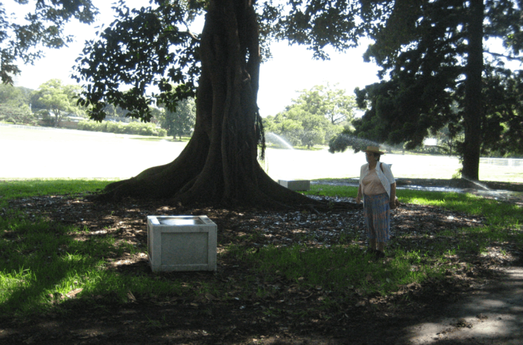 A woman standing in front of a tree