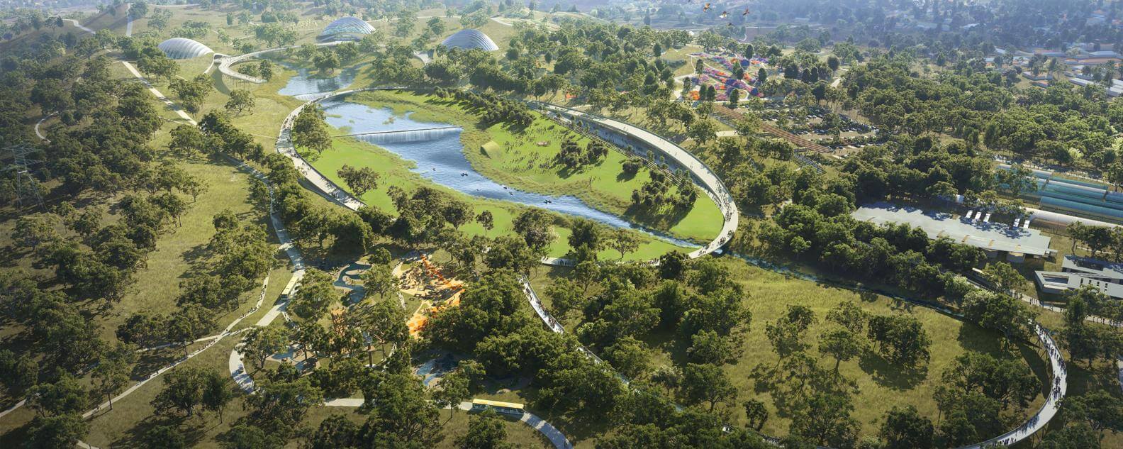 Australian Botanic Garden Master Plan Aerial Render