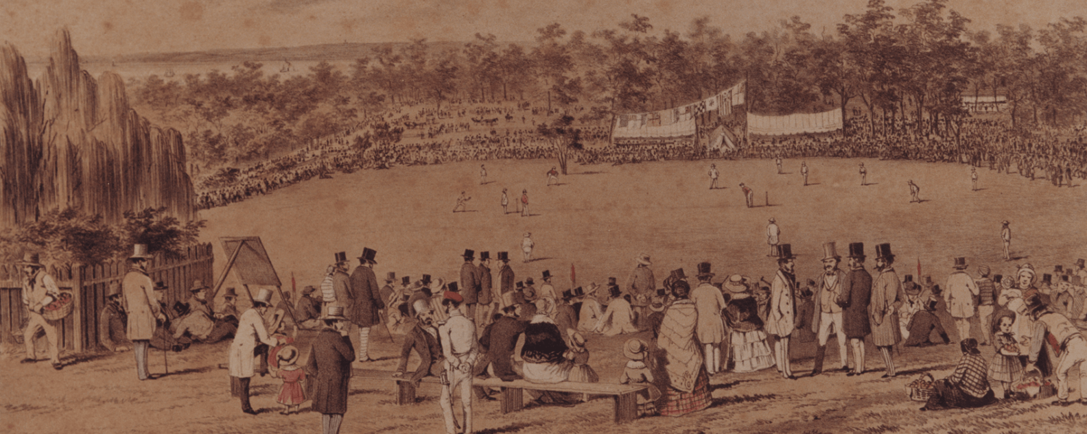 The 1857 Intercolonial Cricket Match held in the Domain