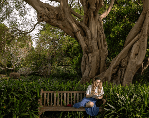 Writer on bench - thumbnail