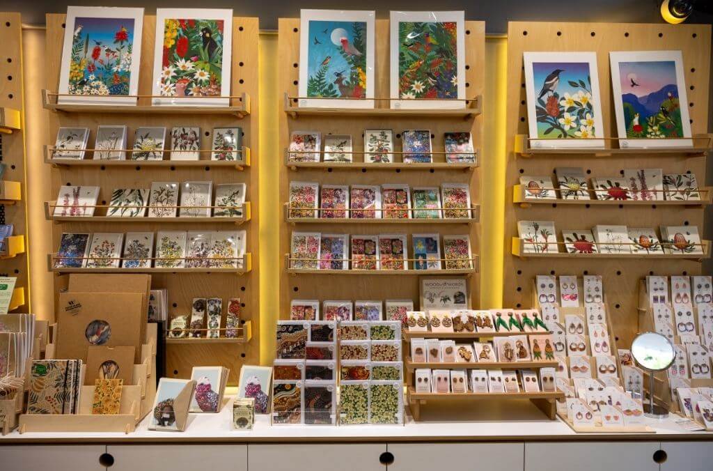 Shop shelves filled with artisanal homewares, prints and jewellery