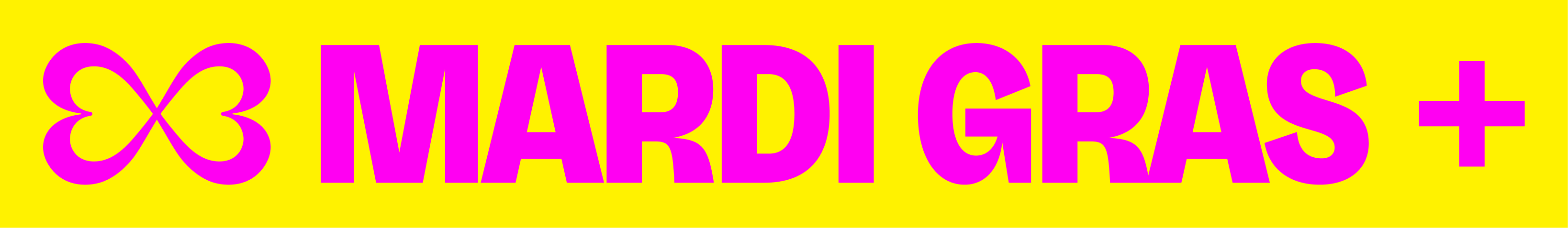 Mardi Gras logo, pink with yellow background