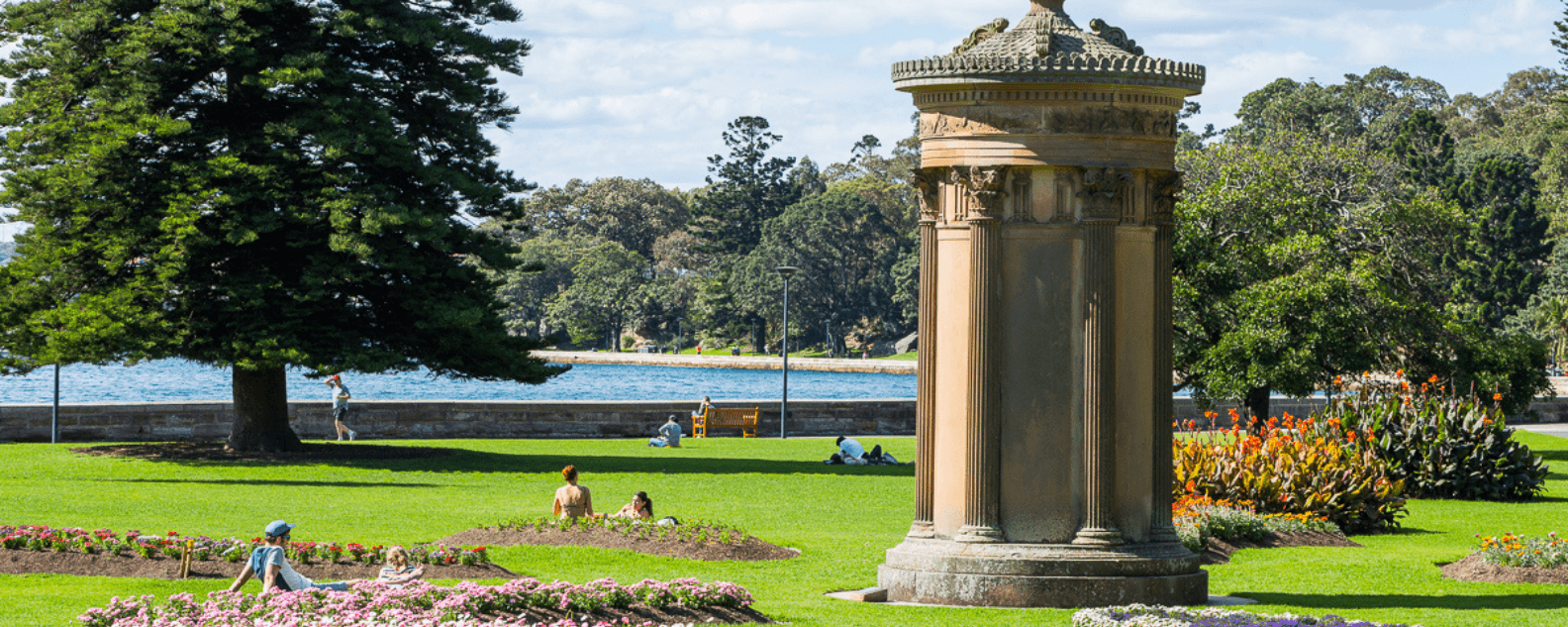 Sculpture from the Garden Palace at the waterfront of the Royal Botanic Garden Sydney