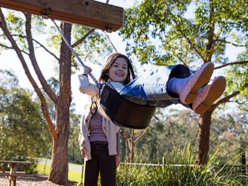 child on swing at Mount Annan playground