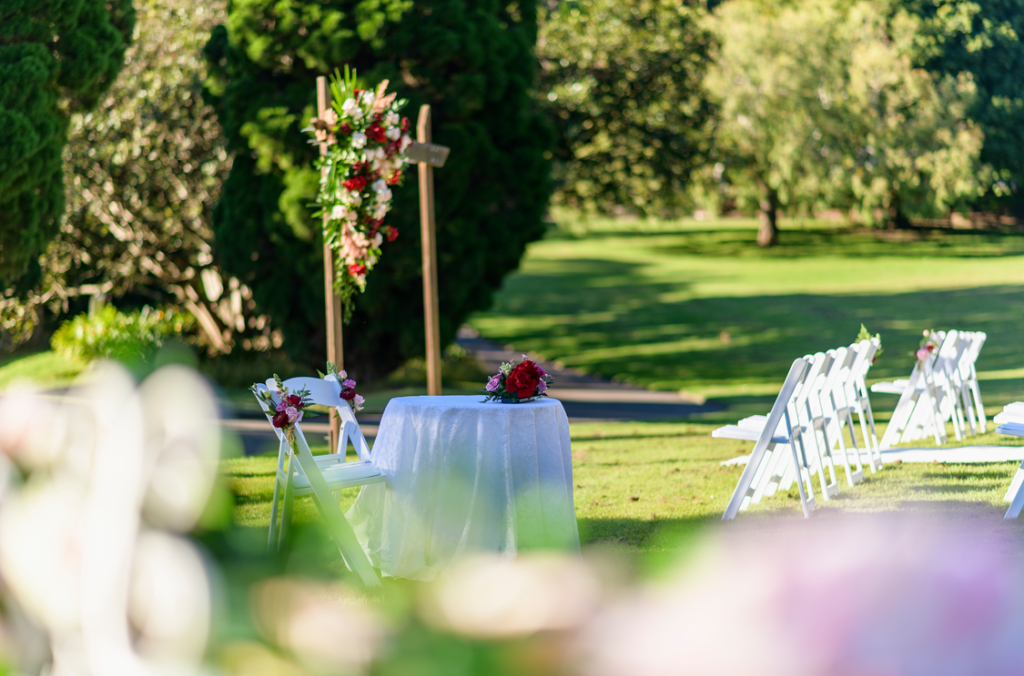 Wedding ceremony at Eucalypt Lawn