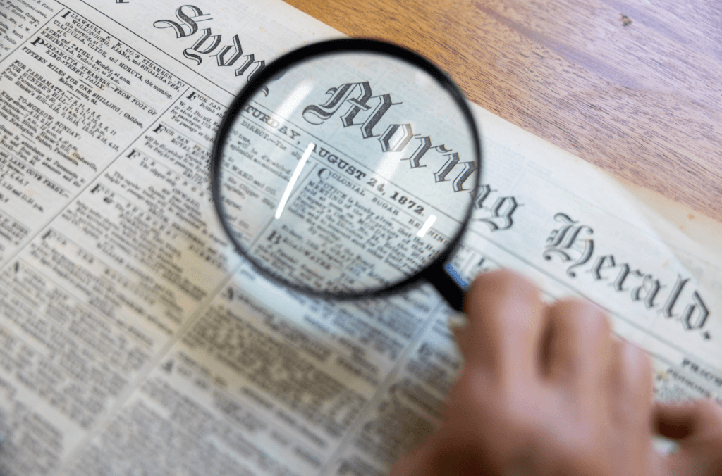 Looking through historic newspapers to find relevant stories