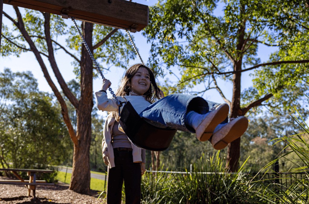A child on a swing in the park